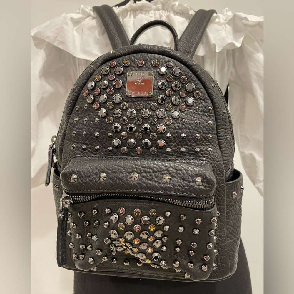 Authentic MCM Black Leather Backpack
